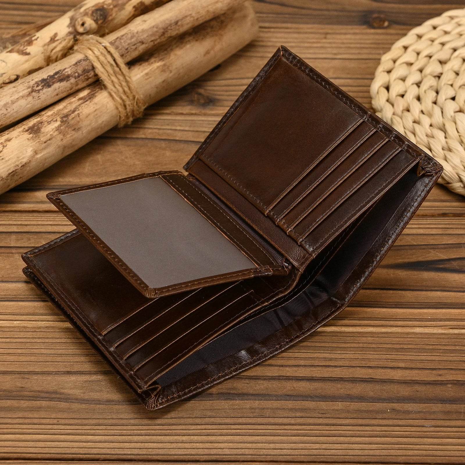Fashion Leather Wallet for Men Crazy Horse Style Card Holder - VacationGrabs