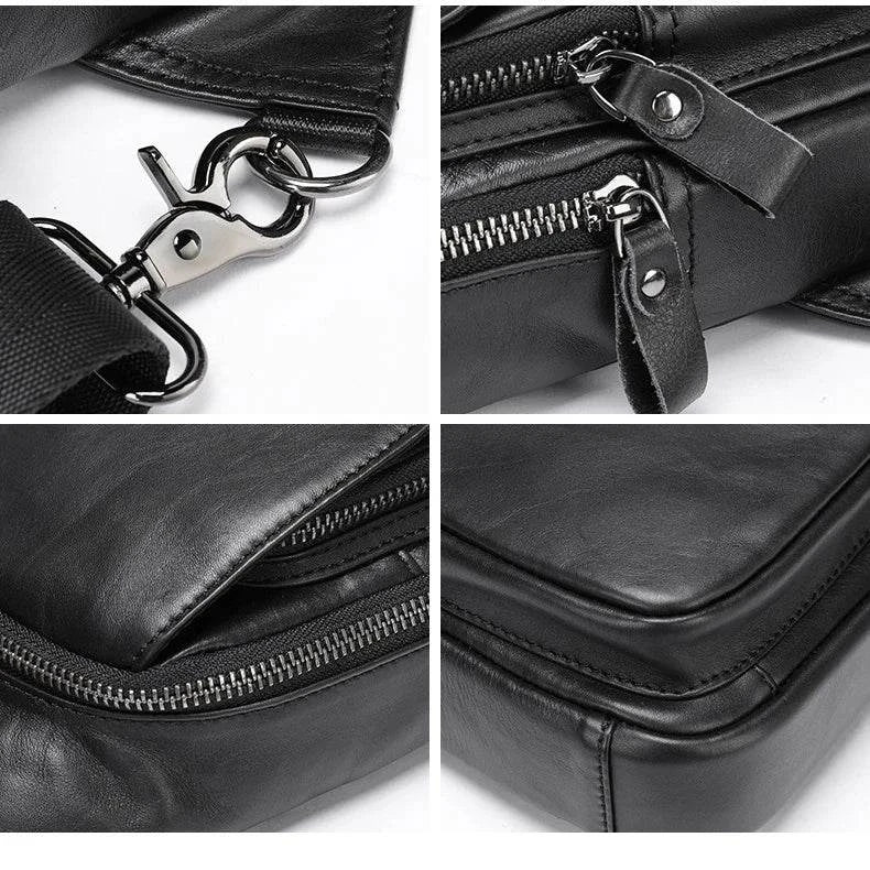 Casual Men Bags Leather Chest Bag Crossbody Cowhide Shoulder - VacationGrabs