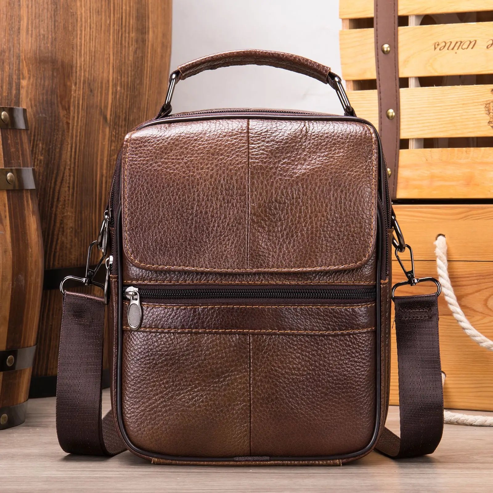 Men's 7.9" iPad Shoulder Bag Soft Leather Crossbody