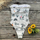 Bandeau One Piece Women Floral Swimsuit - VacationGrabs