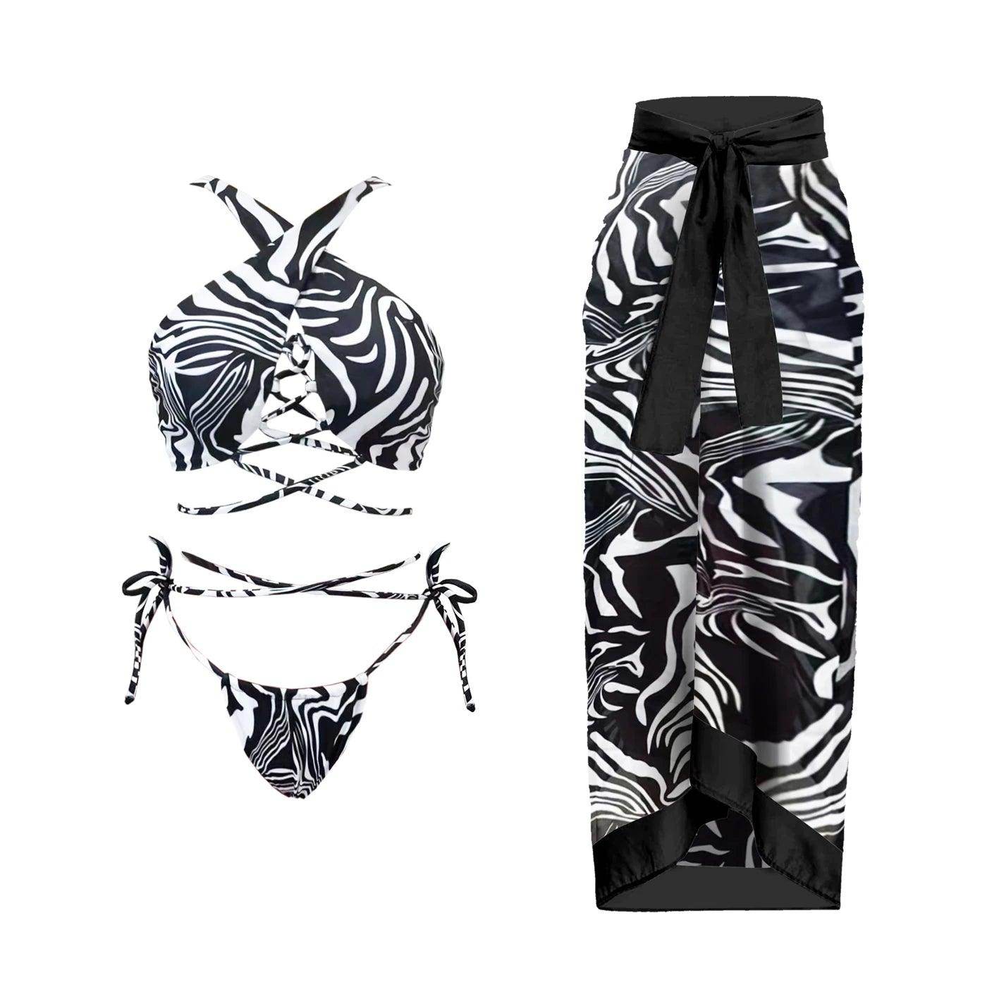Retro One Piece Swimsuit Skirt Swimwear - VacationGrabs