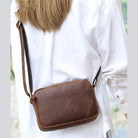 Crazy Horse Leather Messenger Bag Crossbody Shoulder Bag for Men - VacationGrabs