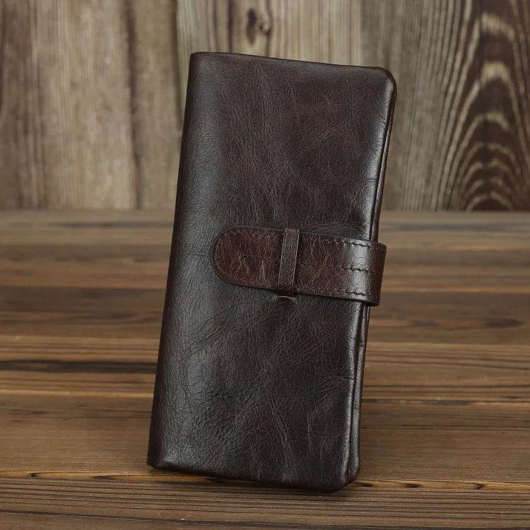 Genuine Leather Long Wallet for Men & Women Cowhide Anti-Theft Purse - VacationGrabs