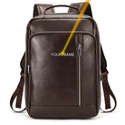 Crazy Horse Leather Laptop Backpack for Men Business School - VacationGrabs
