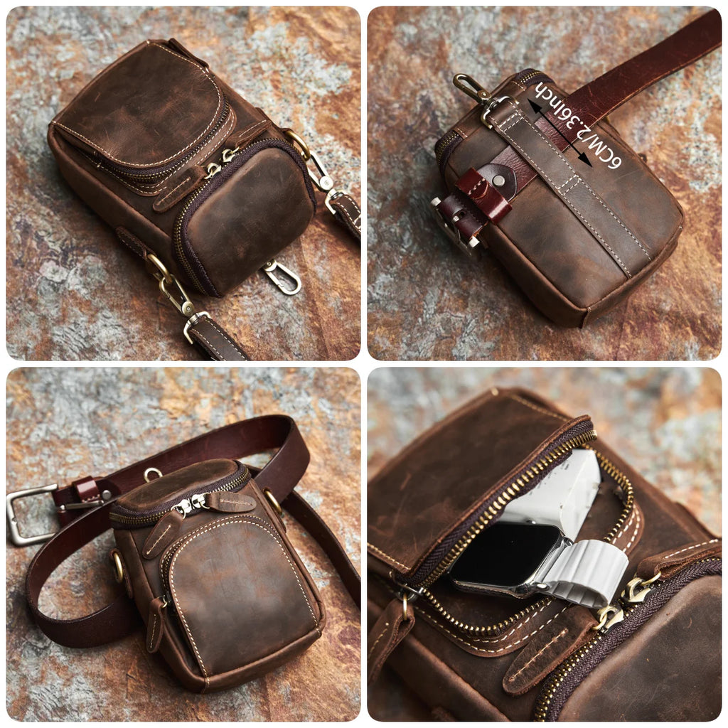 Men's Vintage Genuine Leather Crossbody Waist Bag
