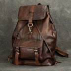 USB Charging Leather Backpack for Men 15.6" Laptop