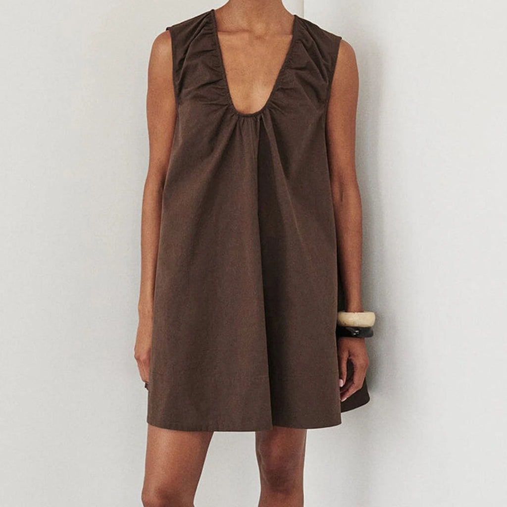 Bubble Babydoll Dress for Women Sleeveless Ruched U Neck Tank Mini Dresses with Pockets Casual Summer Puffy Dress