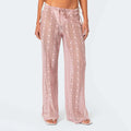 VacationGrabs Women's Summer Sheer Beach Long Pants Casual Drawstring Waist Wide Leg Lace Floral See Through Pants Beachwear