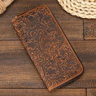 Men's Zip Long Wallet Natural Cowhide for Cards, Cash & Phone - VacationGrabs