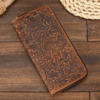 Men's Zip Long Wallet Natural Cowhide for Cards, Cash & Phone - VacationGrabs