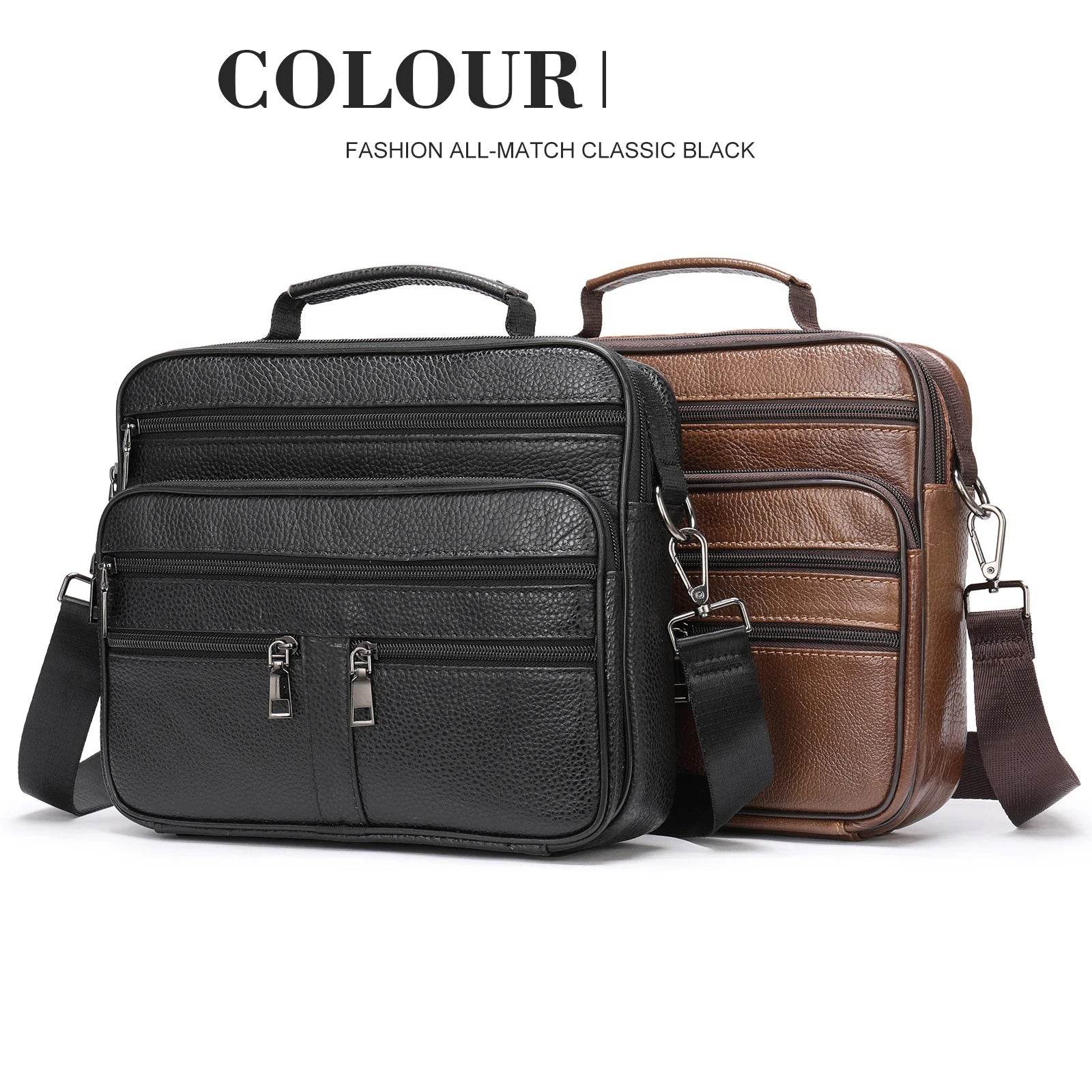 Soft Cowhide Leather Messenger Crossbody Bag for Men - VacationGrabs