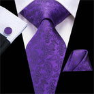 Purple Paisley Silk Tie Set for Men - VacationGrabs