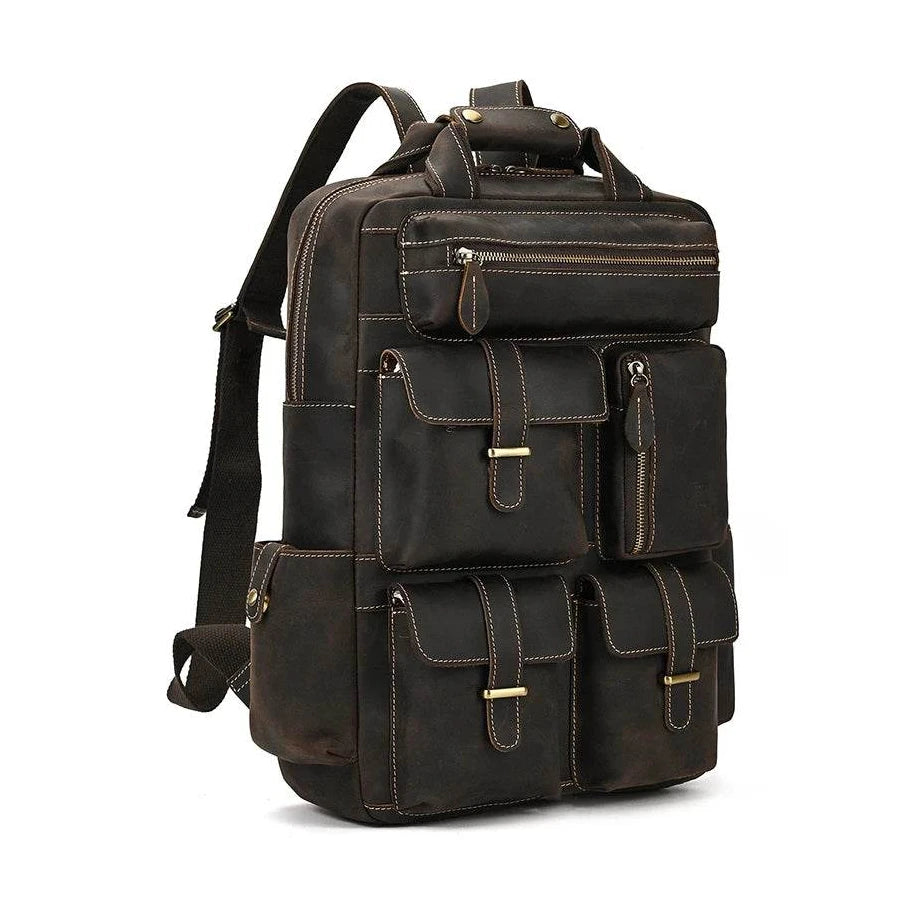 High Capacity Leather Backpack Luxury Design Men’s Travel Bag - VacationGrabs