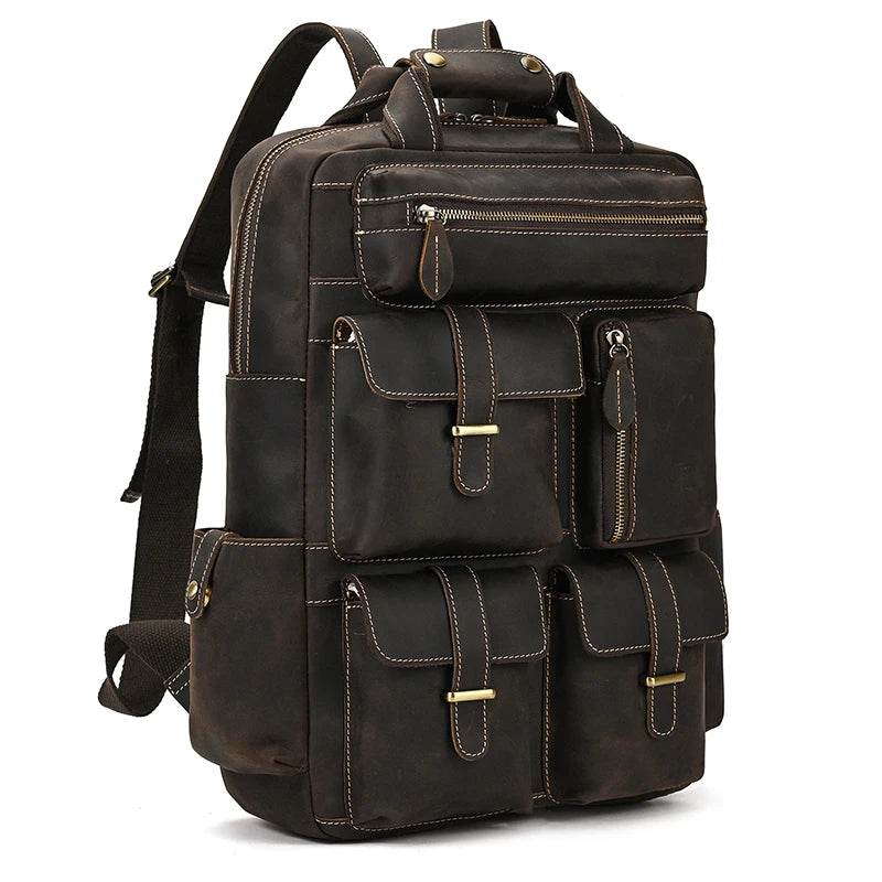 High Capacity Leather Backpack Luxury Design Men’s Travel Bag - VacationGrabs