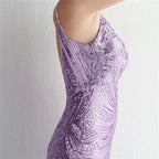 Women's Sequined Floor-Length Mermaid Evening Dress