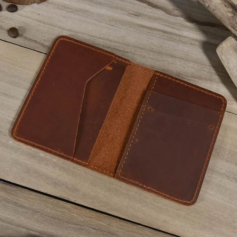 Simple Design Genuine Leather Card Holder Passport Wallet for Men - VacationGrabs