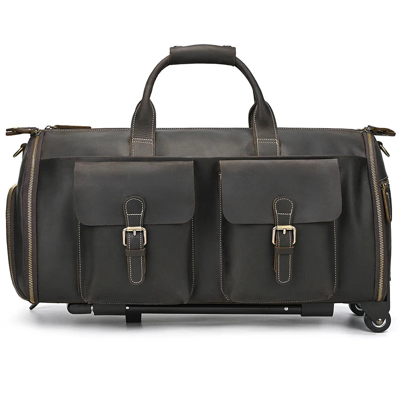 Men's Genuine Leather Weekender Duffel Bag