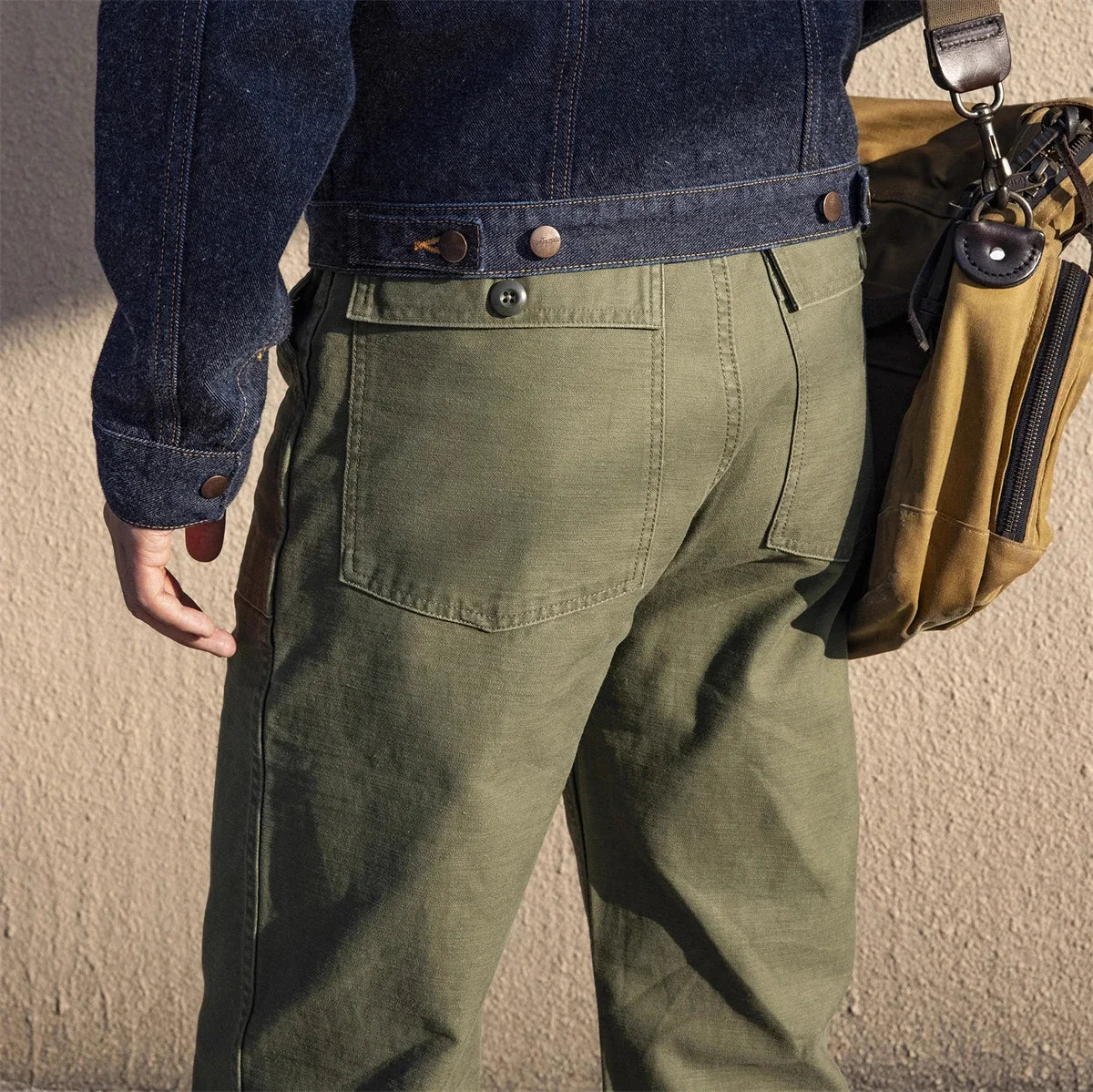 Red Tornado Army Fatigue Pants Cotton Sateen High Rise Casual Trousers Relaxed Fit