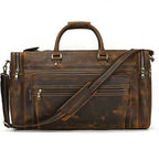 Men’s Crazy Horse Leather Weekend Bag 22" Vintage Travel