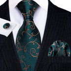 Green Silk Tie Set for Men: Multiple Shades Available - VacationGrabs