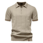 Men's Sport Zip Polo Shirt – Solid Color, Short Sleeve
