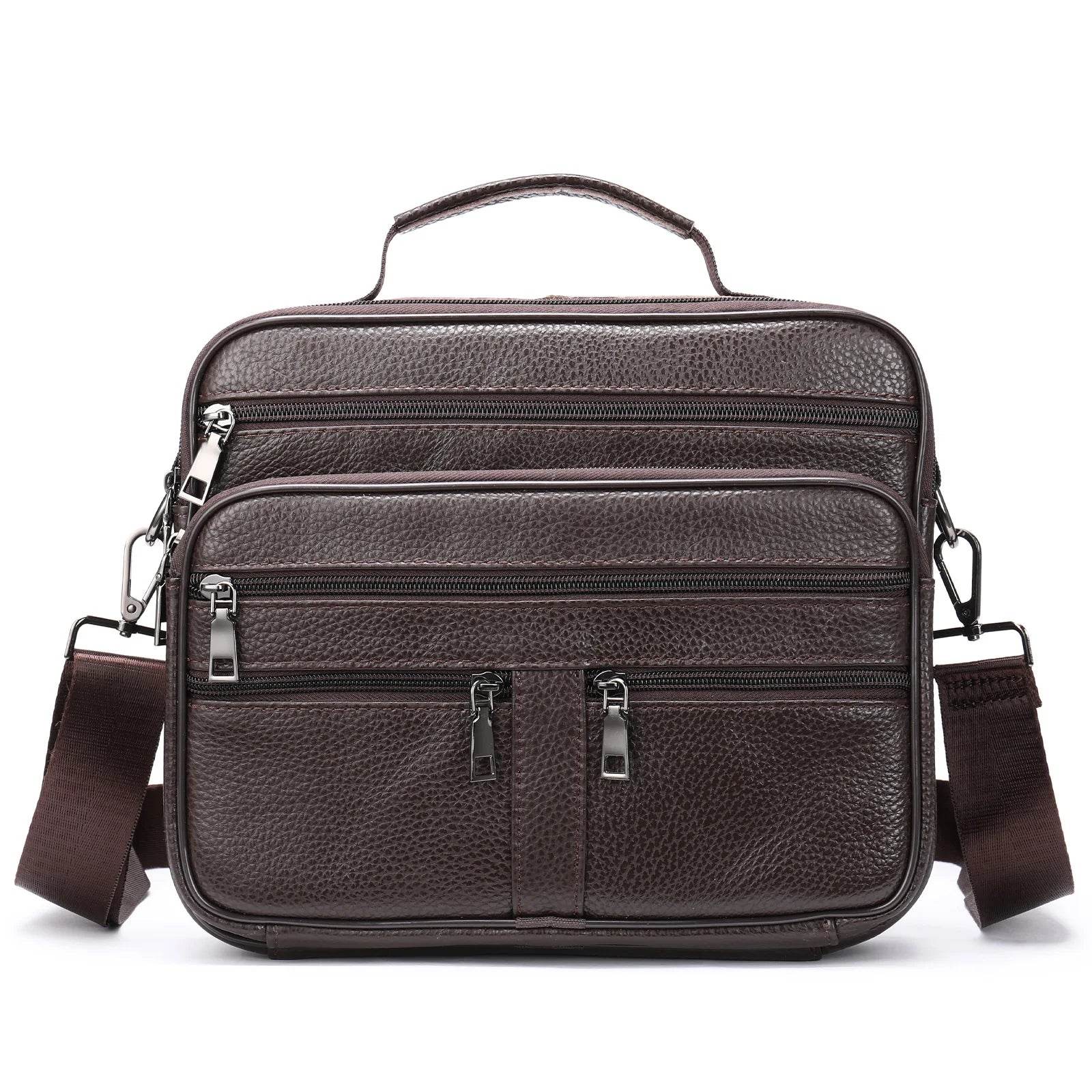 Soft Cowhide Leather Messenger Crossbody Bag for Men - VacationGrabs