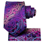 Purple Paisley Silk Tie Set for Men - VacationGrabs