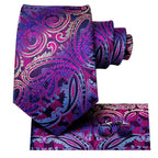 Purple Paisley Silk Tie Set for Men - VacationGrabs