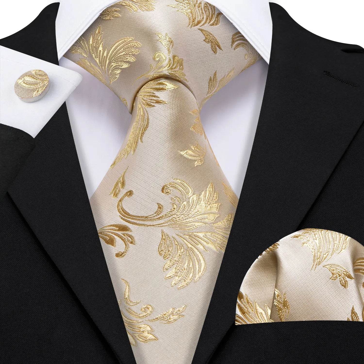 Floral Jacquard Silk Tie Set for Men - VacationGrabs