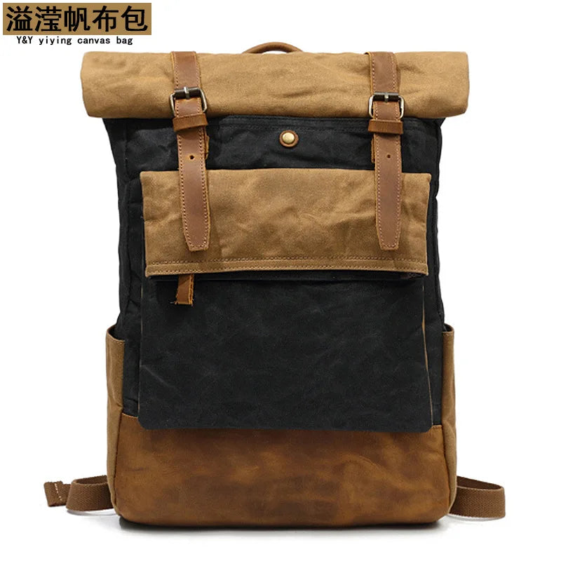 New Outdoor Travel Backpack Genuine Crazy Horse Leather Casual Backpack for Men