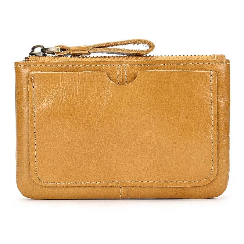 Mini Coin Purse Genuine Leather Real Cowhide Small Wallet with Key Ring - VacationGrabs