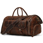Large 58cm Genuine Leather Travel Bag Shoulder Bag with Shoe Compartment - VacationGrabs