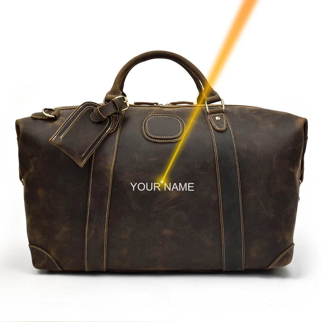 Business Leather Travel Bag Genuine Duffle for Airplane Luggage - VacationGrabs