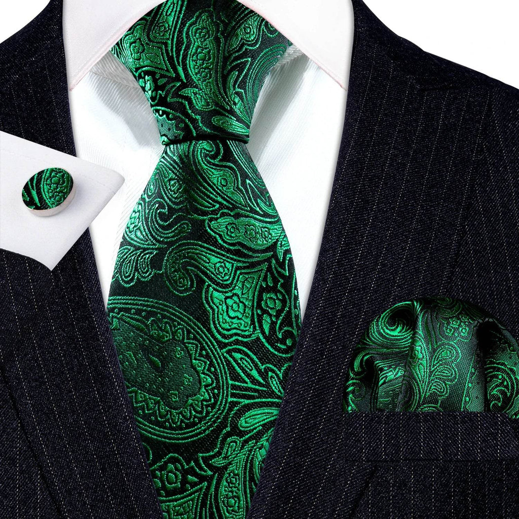 Green Silk Tie Set for Men: Multiple Shades Available - VacationGrabs