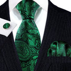 Green Silk Tie Set for Men: Multiple Shades Available - VacationGrabs