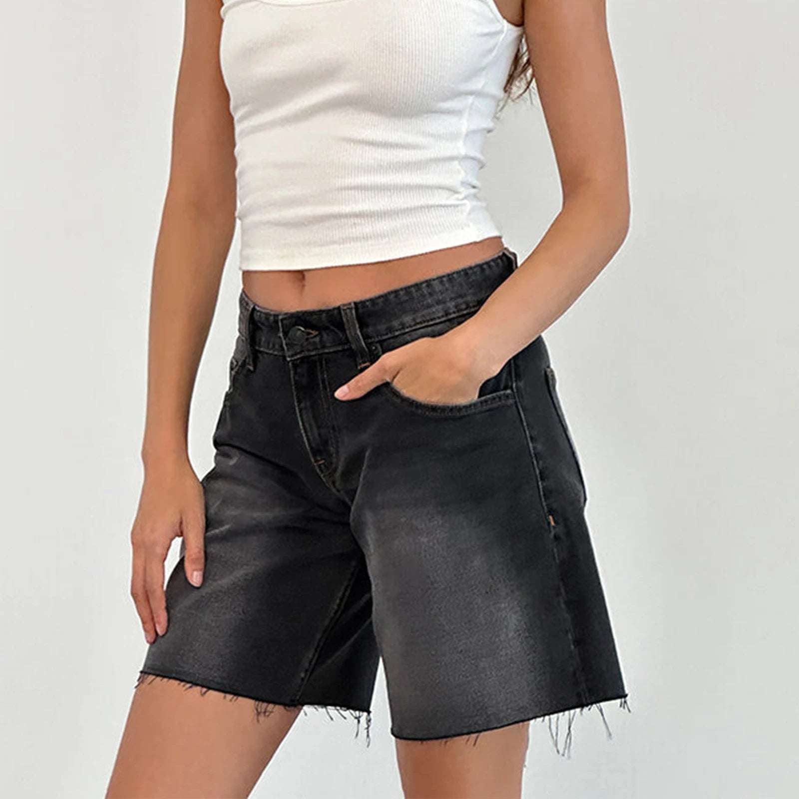 Women Y2k Carpenter Denim Shorts Casual Vintage Cow Girl Baggy High Rise Wide Leg Jean Jorts Prewashed Bermuda Short