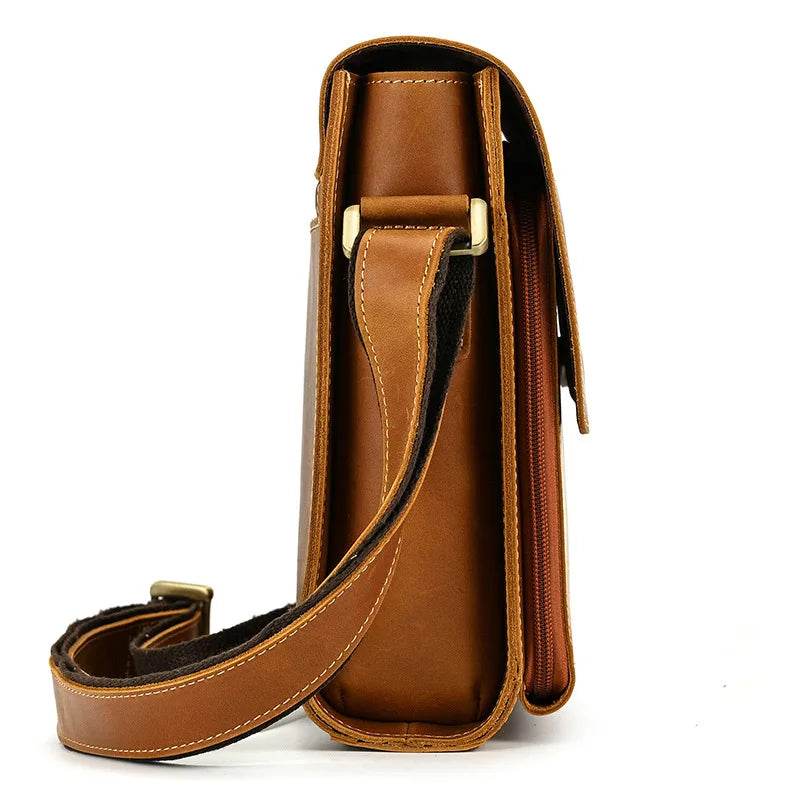 Genuine Leather Men’s Shoulder Bag Casual Crossbody Messenger Bag - VacationGrabs
