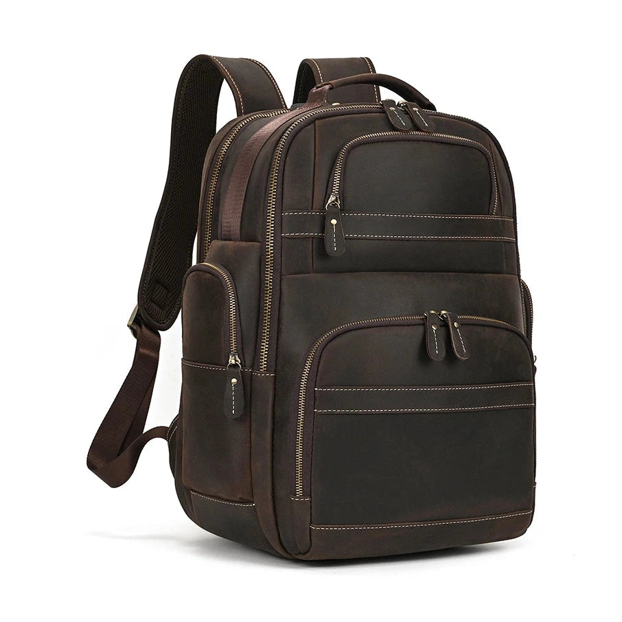 High Quality Men’s Leather Backpack for Travel 15.6" Laptop