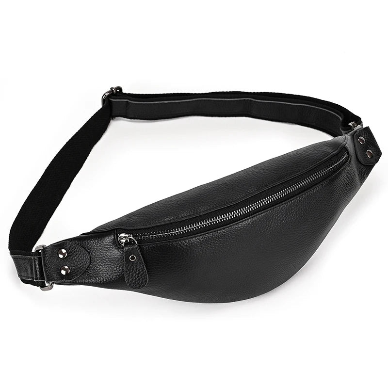 Men's Chest Bag Genuine Leather Real Soft Cowskin Sport Waist Pack 100% Natural Cowskin Belt Waist Belt Pouch For Male Small Bag
