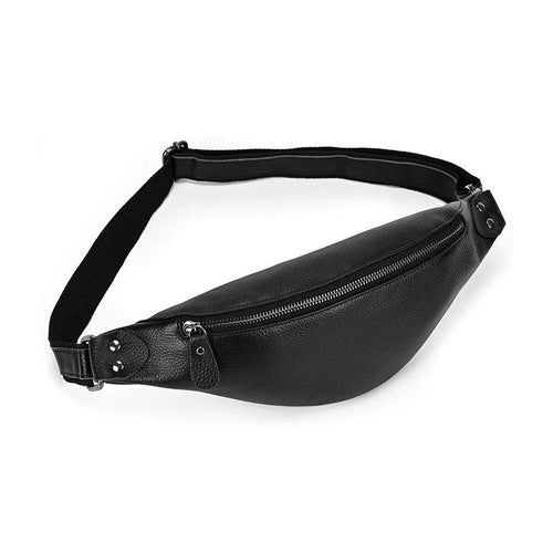 Men's Leather Chest Bag Soft Cowskin Sport Waist Pack for Male - VacationGrabs