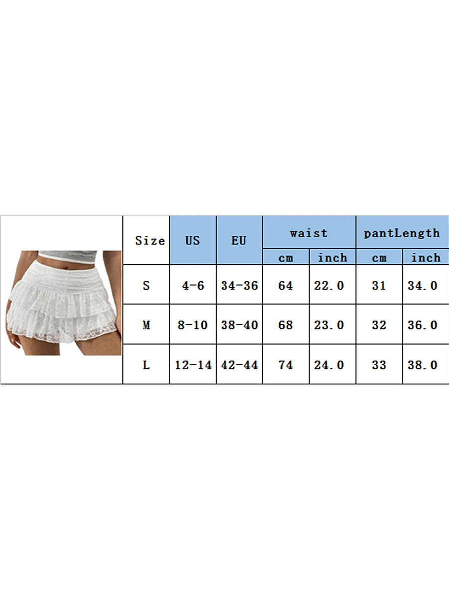 VacationGrabs Cute Ruffle Bloomer Skirts Women's Summer Lace Floral Skirt High Rise Tiered Ruffled Flowy Short Mini A Line Skirt