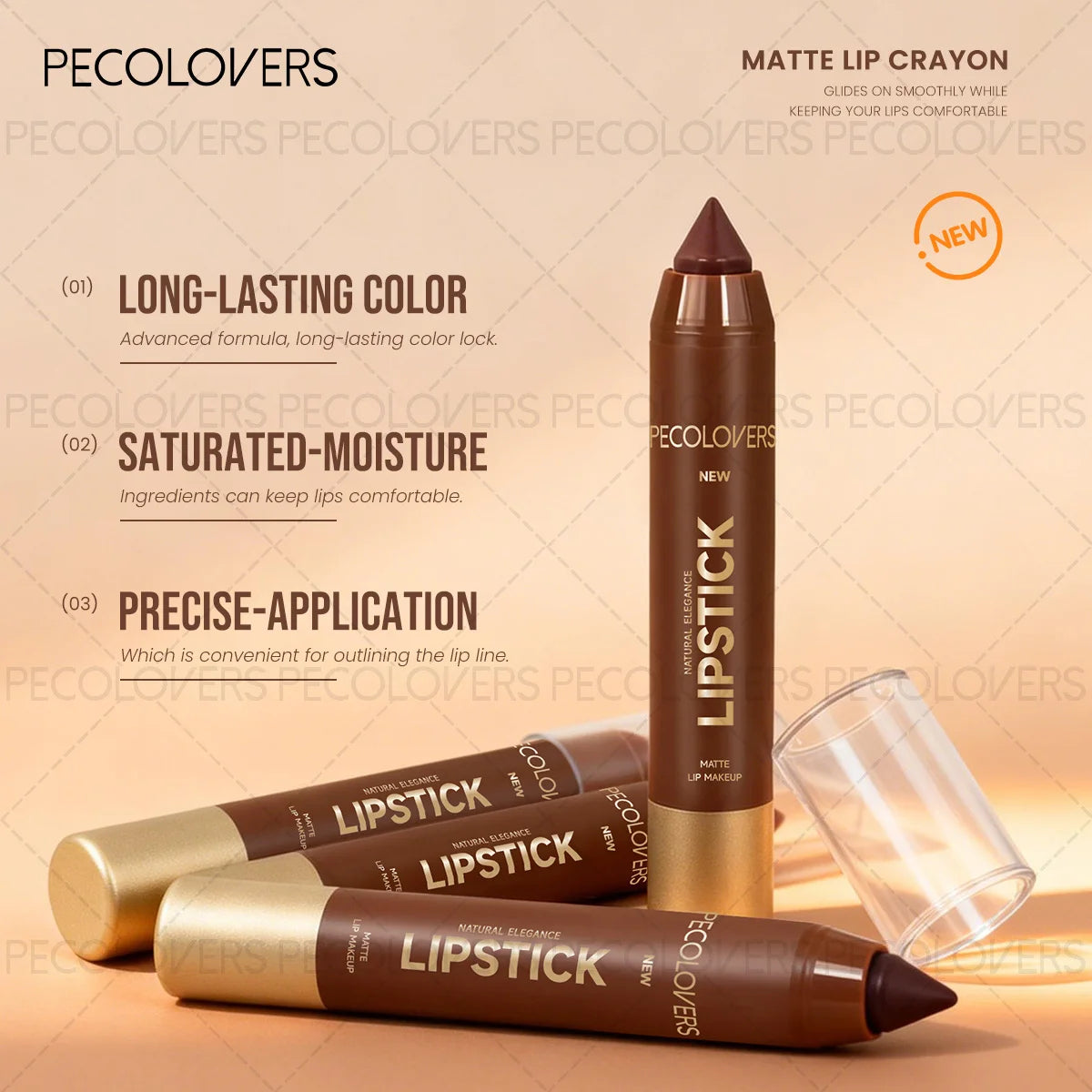 6-Piece Waterproof Matte Lip Liner Set, Long-Lasting