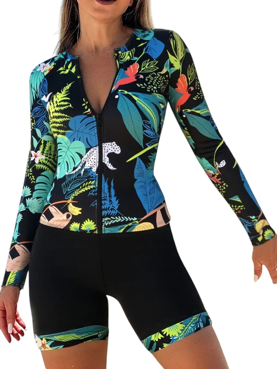 Long Sleeve Zipper Surfing Swimsuit Set