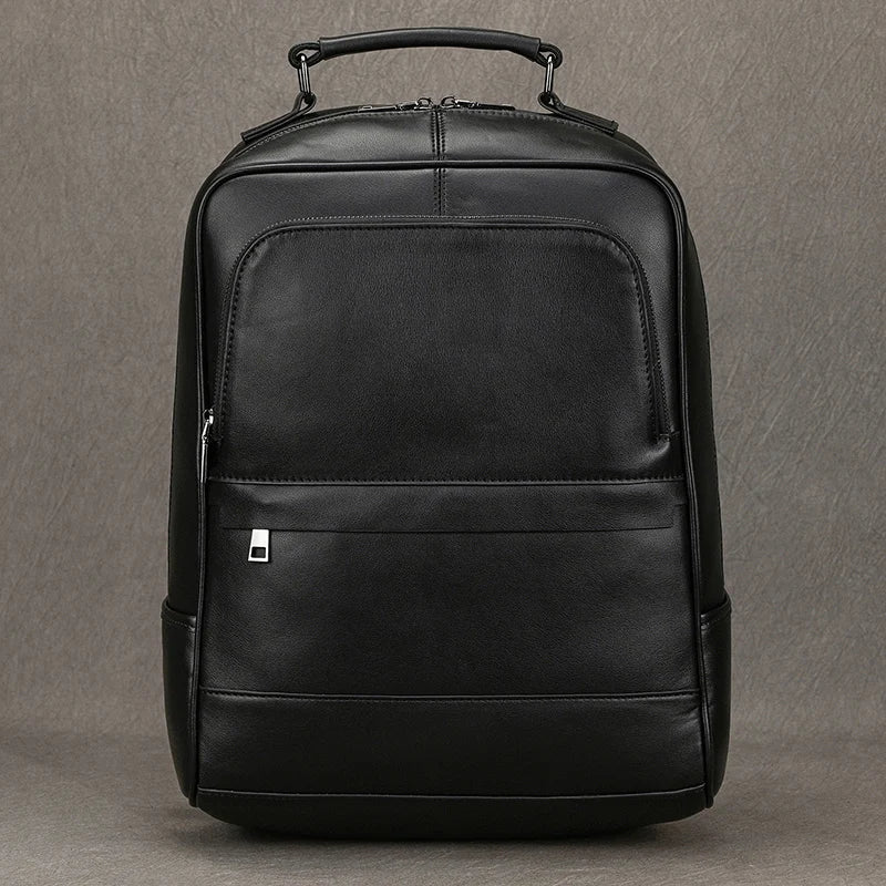 Large Capacity Leather Backpack Men 15.6" Laptop Travel Bag