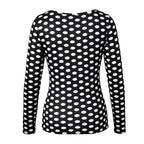 VacationGrabs Women Square Neck Polka Dot Print Long Sleeve Top Slim Fit Stretchy Y2K Vintage Casual Basic Tee Blouse Daily Wear