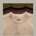 Red Tornado Short Sleeve Henley T-Shirt Heavyweight Cotton Every Day Tee Amekaji