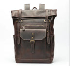 Retro Genuine Leather Double-Shoulder Backpack - European Retro Style