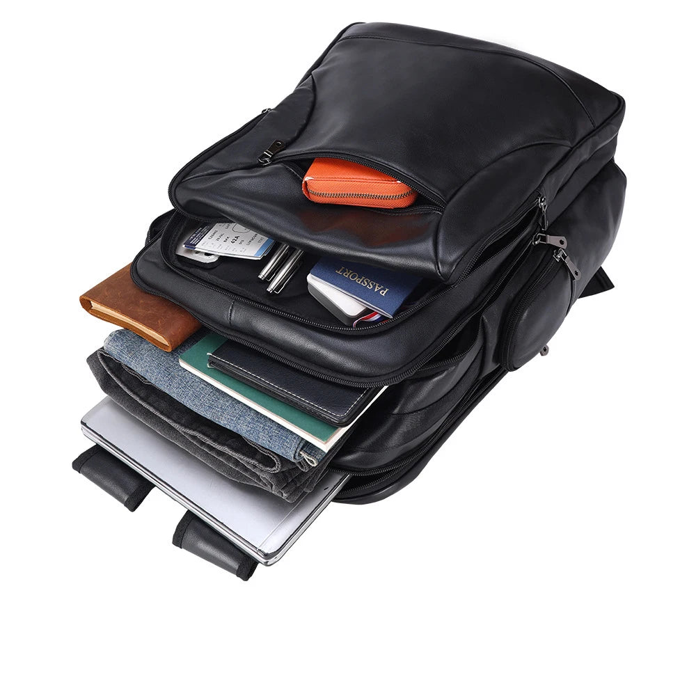 Thick Leather 17" Laptop Backpack Business Travel Leather