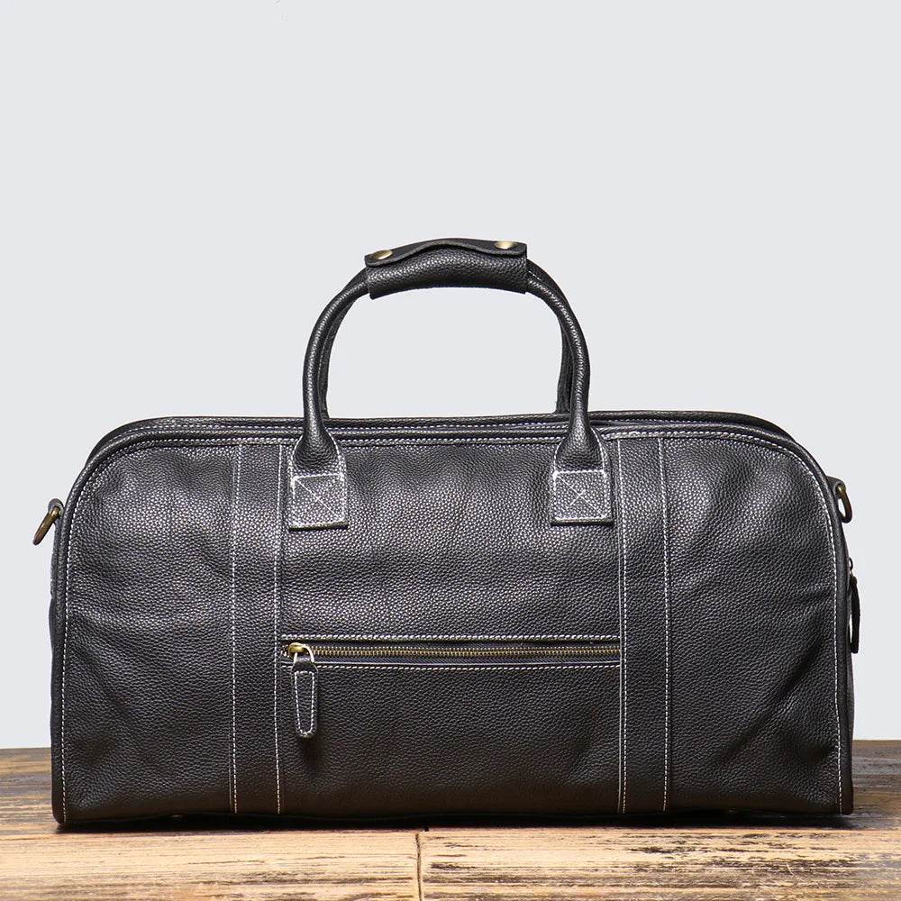 Men's Luxury Leather Travel Bag – Soft Cowhide Duffel Weekend - VacationGrabs