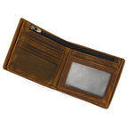 Retro Short Wallet for Men, Genuine Leather Coins & Cards Pocket - VacationGrabs